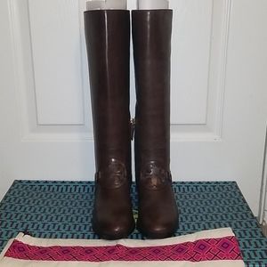 TORY BURCH Miller tall pull-on riding boot Brown